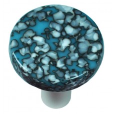Granite Turquoise Blue & French Vanilla Round Cabinet Knob (1-1/2") by Aquila Art Glass