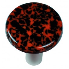 Granite Black & Orange Round Cabinet Knob (1-1/2") by Aquila Art Glass