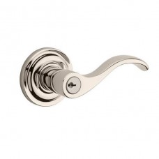 Traditional Curve Keyed Door Lever Set w/ Traditional Round Rosette (CUR) by Baldwin Reserve