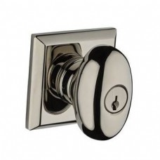 Traditional Ellipse Keyed Door Knob Set w/ Traditional Square Rosette (ELL) by Baldwin Reserve