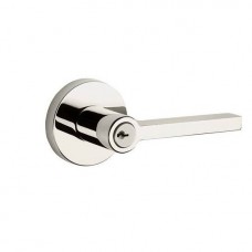 Contemporary Square Keyed Door Lever Set w/ Contemporary Round Rosette (SQU) by Baldwin Reserve