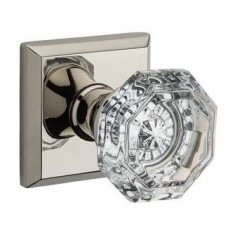 Traditional Crystal Door Knob Set w/ Traditional Square Rosette (CRY) by Baldwin Reserve