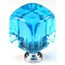 Large Marine Blue Cube Cabinet Knob (1-1/4") (CLM) by Cal Crystal