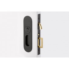 Narrow Oval Keyed Mortise Pocket Door Set (2163) by Emtek
