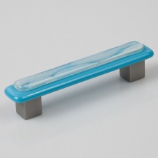 Clouds on Blue Rectangular Drawer Pull (CB12) by Grace White Glass