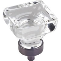 Harlow Glass Square Cabinet Knob (1-3/8") - Brushed Oil Rubbed Bronze (G140L-DBAC) by Jeffrey Alexander