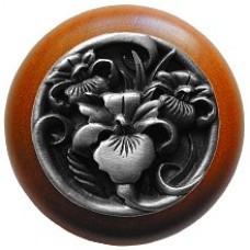 River Iris/Cherry Cabinet Knob - Antique Pewter (NHW-728C-AP) by Notting Hill