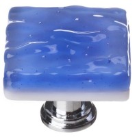Glacier Sky Blue 1-1/4" Glass Cabinet Knob (K-219) by Sietto