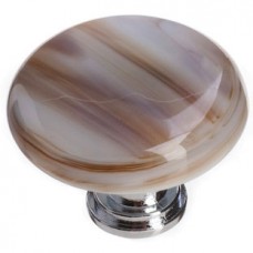 Cirrus White with Brown 1-1/4" Glass Cabinet Knob (R-305) by Sietto