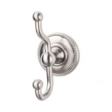 Edwardian Bath Double Hook w/Beaded Rosette - Brushed Satin Nickel (ED2BSNA) by Top Knobs