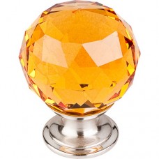 Amber Crystal Cabinet Knob (1-3/8") - Brushed Satin Nickel (TK112BSN) by Top Knobs